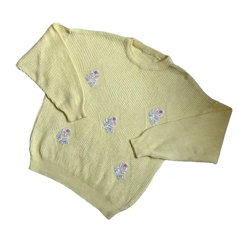 Vintage 80s cottagecore yellow sweater Size L