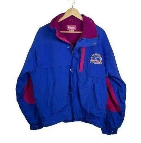 VINTAGE Nordica Colorblock 1989 World Tour Zip Ski Jacket in Blue/Pink Size L Blue Size L