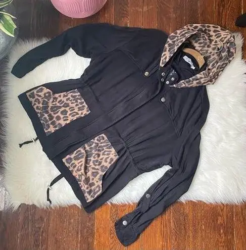 Crazy Train Leopard Print Black Lightweight Jacket