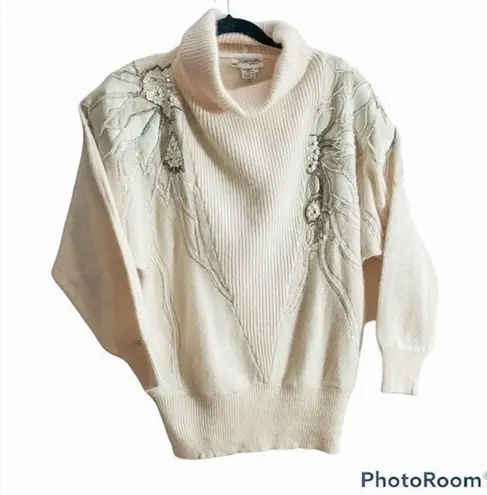 Spirit Vintage 80’s bling sweater cream wool blend Size Small