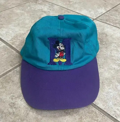 Disney Vintage 90s Mickey Mouse  Cartoon Blue  Fitted  One Size Unisex