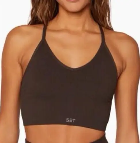 Set Active  Espresso Sculpflex Ribbed Sports Bra thumbnail 1