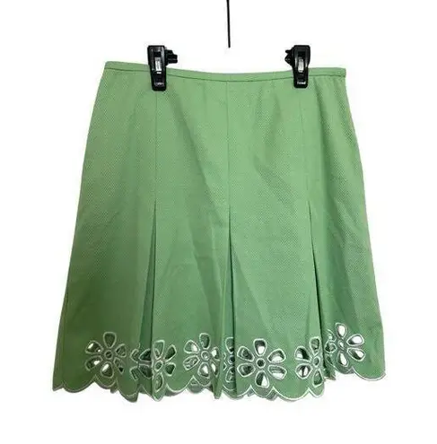 INC International Concepts Womens Pleated Skirt Size 6 Side Zipper Green