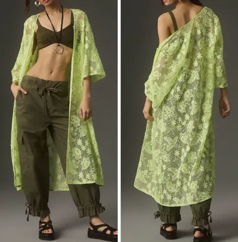 Anthropologie Maeve 3D Floral Lace Duster, One Size