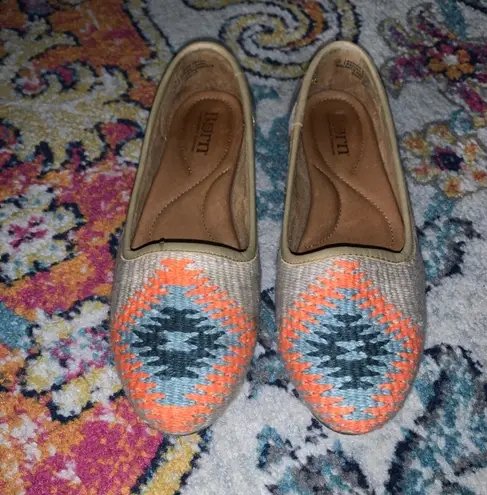 Born Shoes Born Womens Size 8 Bandy Blanket Taupe Turquoise Slip On Clogs Mules Shoes