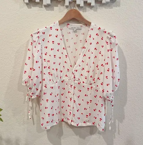 The Good Jane Cherry Pop Lover Top Blouse Size Small NWT White