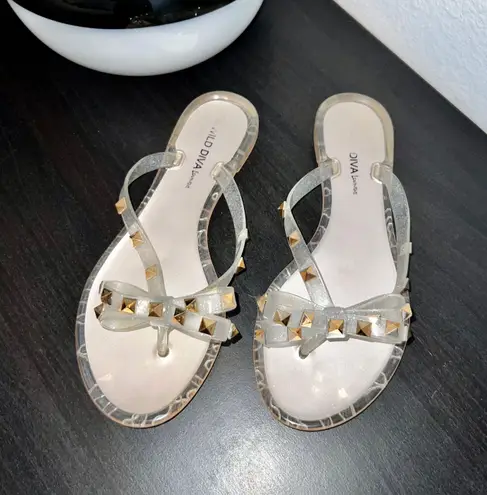 Wild Diva Clear Jelly Studded Sandals