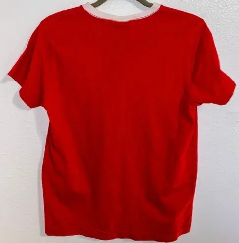 Tommy Hilfiger Tommy Girl Red Short Sleeve V-Neck Graphic Shirt Size Medium