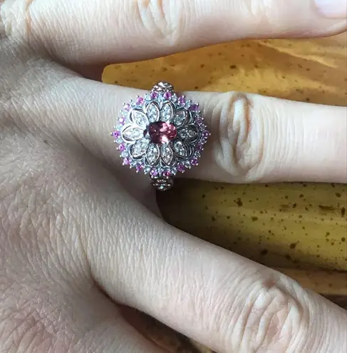 Natural Pink Garnet Pink Sapphire Sterling Silver Ring