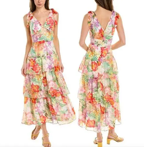 Julia Jordan Tiered Chiffon Midi Dress, New with Tags, Floral Size 2