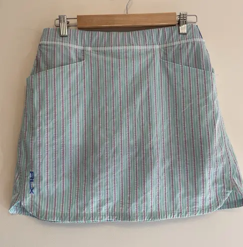 RLX Ralph Lauren Seersucker Skirt Skort Women Small Stripe Pocket Lined Green