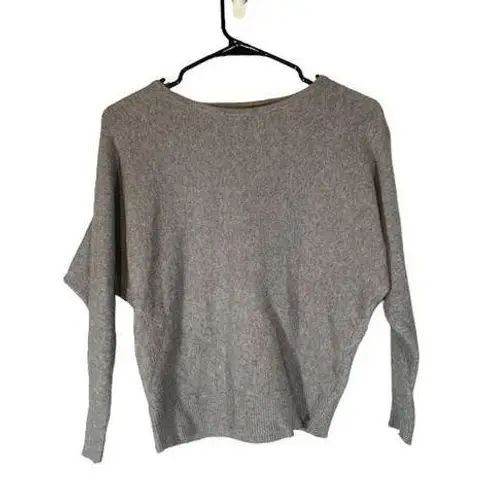 T Tahari Gray Long Batwing Sleeve Boat Neck Knit Sweater Women Sz S
