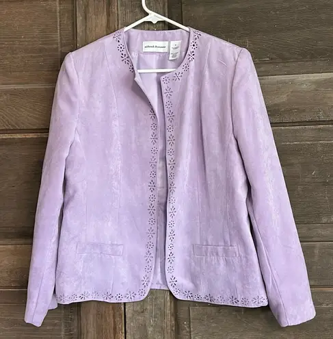 Alfred Dunner Women's Size 8 Open Front Blazer Purple Lilac Faux Suede