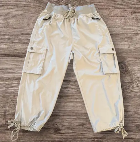 SOOTHFEEL Cargo Jogger Pants Light Gray Zip Pockets Drawcord Hem S