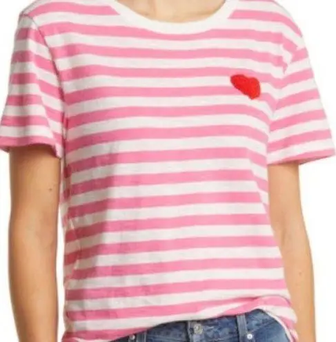 Caslon NWT  Stripe Embroidered Heart Cotton T-Shirt - size 2x