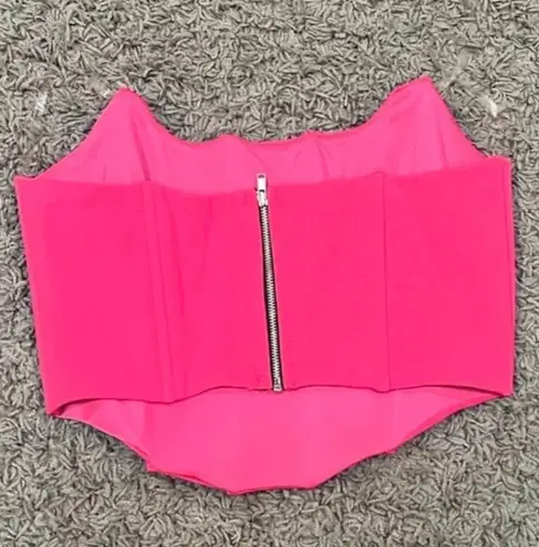 Winwin Hot Pink Cropped Boned Corset Tube Top thumbnail 2