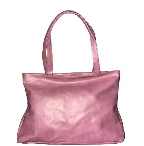 FAUX LEATHER MAUVE EMBELLISHED DESIGN WITH CHIC BOWS Pink