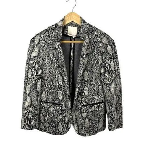 Rebecca Taylor Women’s Snake Print Peplum Zip Sleeve Open Blazer Size 8