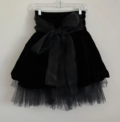 Vintage Black Velvet Tulle Skirt with Oversized Bow