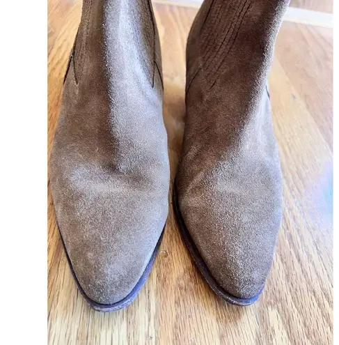 Sandro Leather Suede ankle boots Brown with elastic Size 36 Round Toe Block Heel