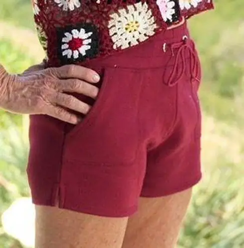 Comfy And Ready Terry Shorts In Wine Size Medium