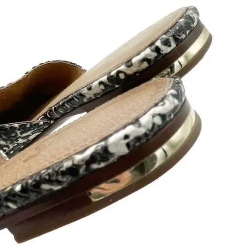 Yosi Samra Parker Mules Gray Snake Embossed Leather Open Back Flats Size 7 Black