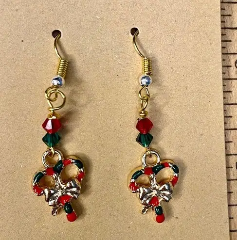 Christmas Holiday Double Candy Canes Dangle Earrings