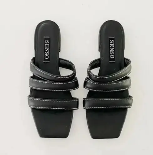 SENSO Hallee Leather Slide Sandals in Ebony Size EU 36 Retail $145