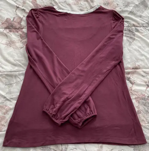 Boden USA Boden Maroon Dark Red Blouse w/silver sequin Collar, size 8