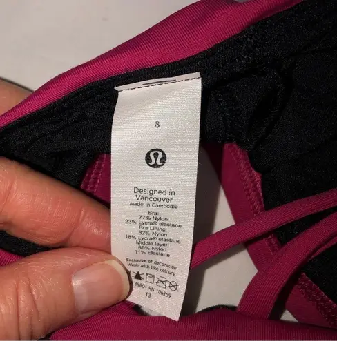 Lululemon  Free To Be Bra Size 8 Dark Pink Berry Wine Criss Cross Back