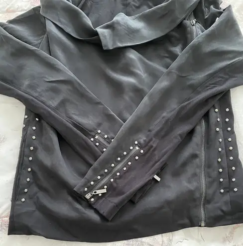 Willow & Clay NWT Black Tencel & Linen Moto Jacket with Pockets & Zippers, size S