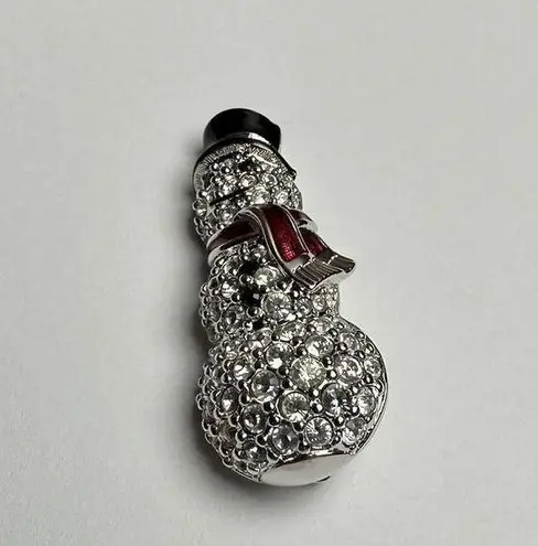 Swavorski Swarovski Crystal Snowman Brooch Pin Clear Pave Crystals Red & Black Enamel
