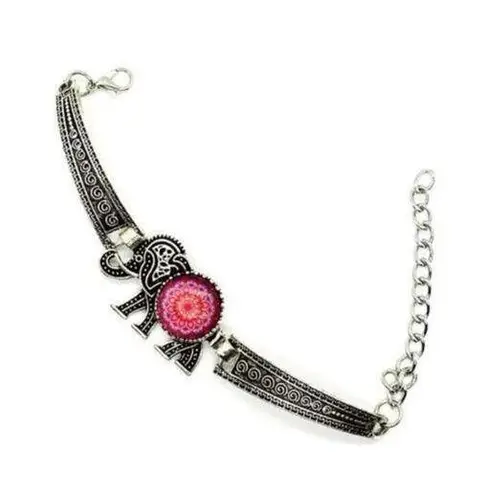 Boutique Boho Elephant Rhinestone Silver-Tone Bracelet NWT