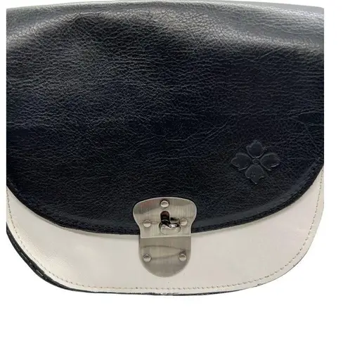 Patricia Nash Bettina Colorblock Saddle Crossbody Bag Purse Black White NWT
