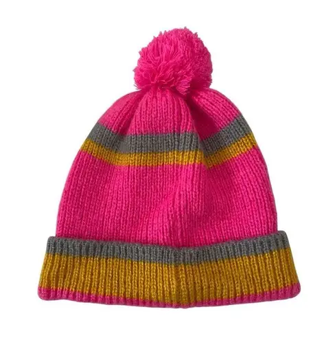 Old East Main Co Striped Winter Hat Pompom Knit Ski Snow Cap Fall Christmas Outd Gray