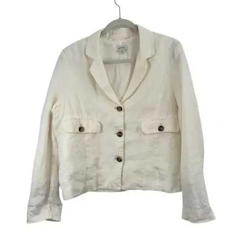 Sundance 100% Linen White Blazer Preppy Office Lagenlook Coastal Womens Size XL