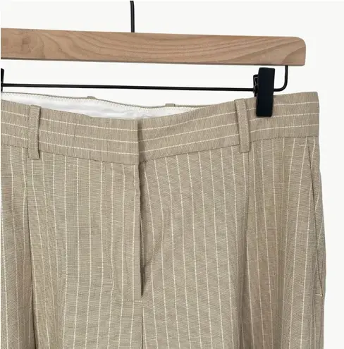Amour Vert NWT Women’s Pleated Wide Leg Trouser | Sz 8 | Natural (Tan) Striped