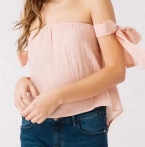 Open Shoulder Tie Top Pink Size M