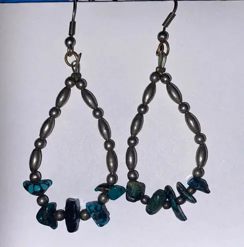 Navajo Turquoise and Sterling Silver Drop Earrings