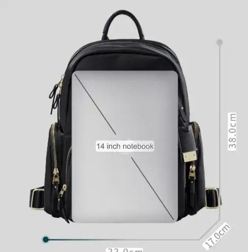 Black Nylon Backpack with Gold Hardware
