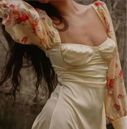 We Wore What Danielle Bernstein Golden Hour Puff Sleeve Mini Dress Butteryellow Sz 0