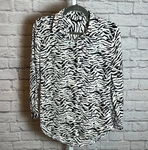Liverpool Women's XS Black White Zebra Print Button Shirt Chiccore