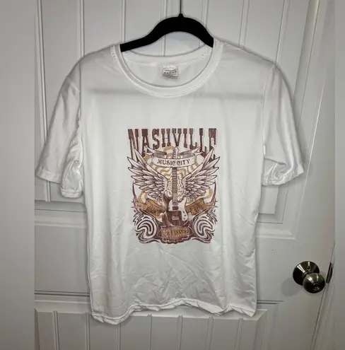Nashville Music City White Graphic T