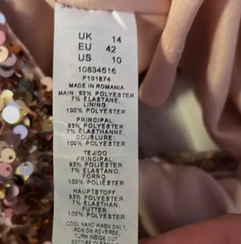 ASOS DESIGN sequin mini skirt in rose gold multi sequin SZ 10 - Image 7