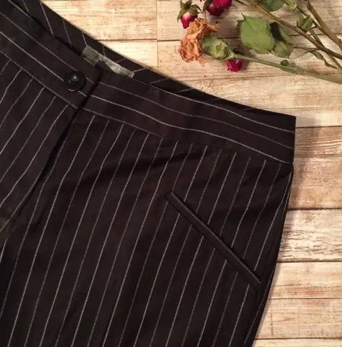 MAC & JAC Dress Pants Wide Leg Black Pinstripe Size 8