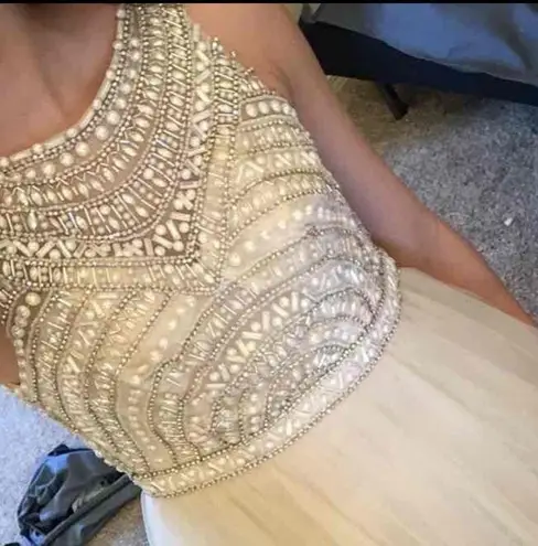 Blush Prom Short Dress champagne color