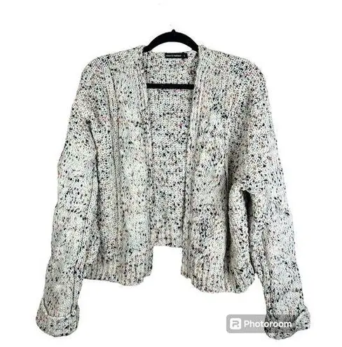 Moon & Madison Confetti Crocheted Chenille Open Front Cardigan White Size Large
