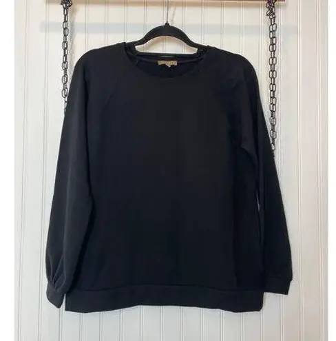 LILLA P Womens Black Crewneck Pullover Sweatshirt Athleisure Size S