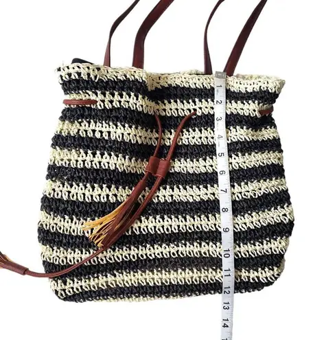 Nora Everyday Striped Drawstring 100% Paper Shoulder Bag Boho Beachy Summer