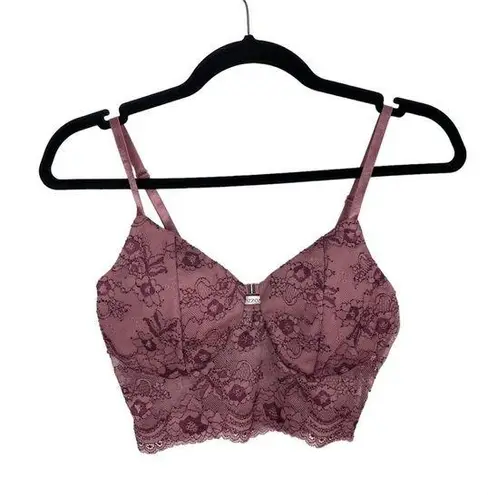 Bozzolo  Dark Mauve Floral Lace Bralette